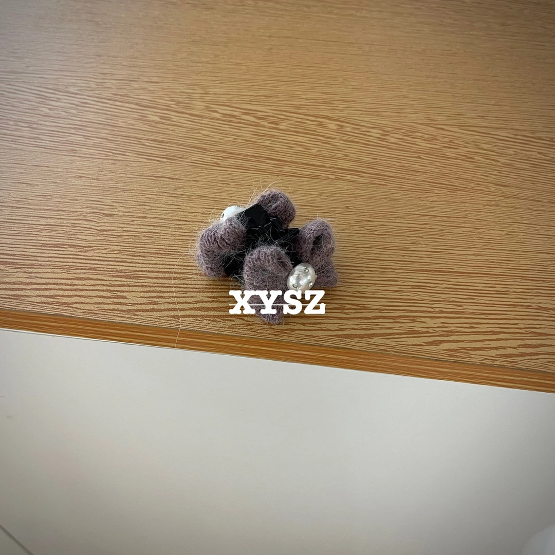 紫毛线公主抓抓夹简约风原创设计森系女发夹边夹鲨鱼夹发饰
