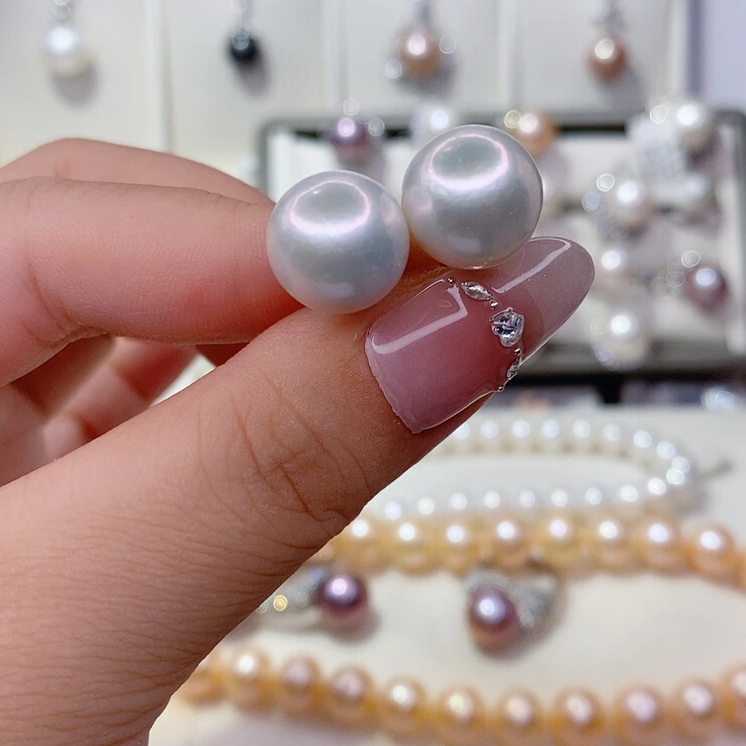 银S925镶嵌淡水珍珠耳饰