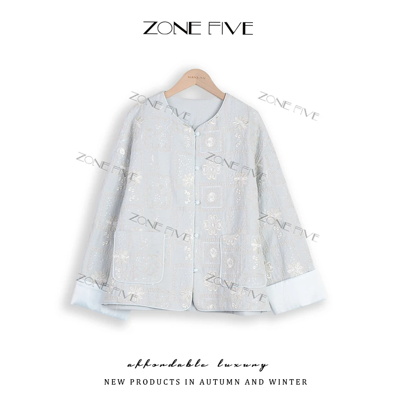 【zonefive】“天丝亚麻"2025秋款重工绣花外套爆款超好看气质上衣女