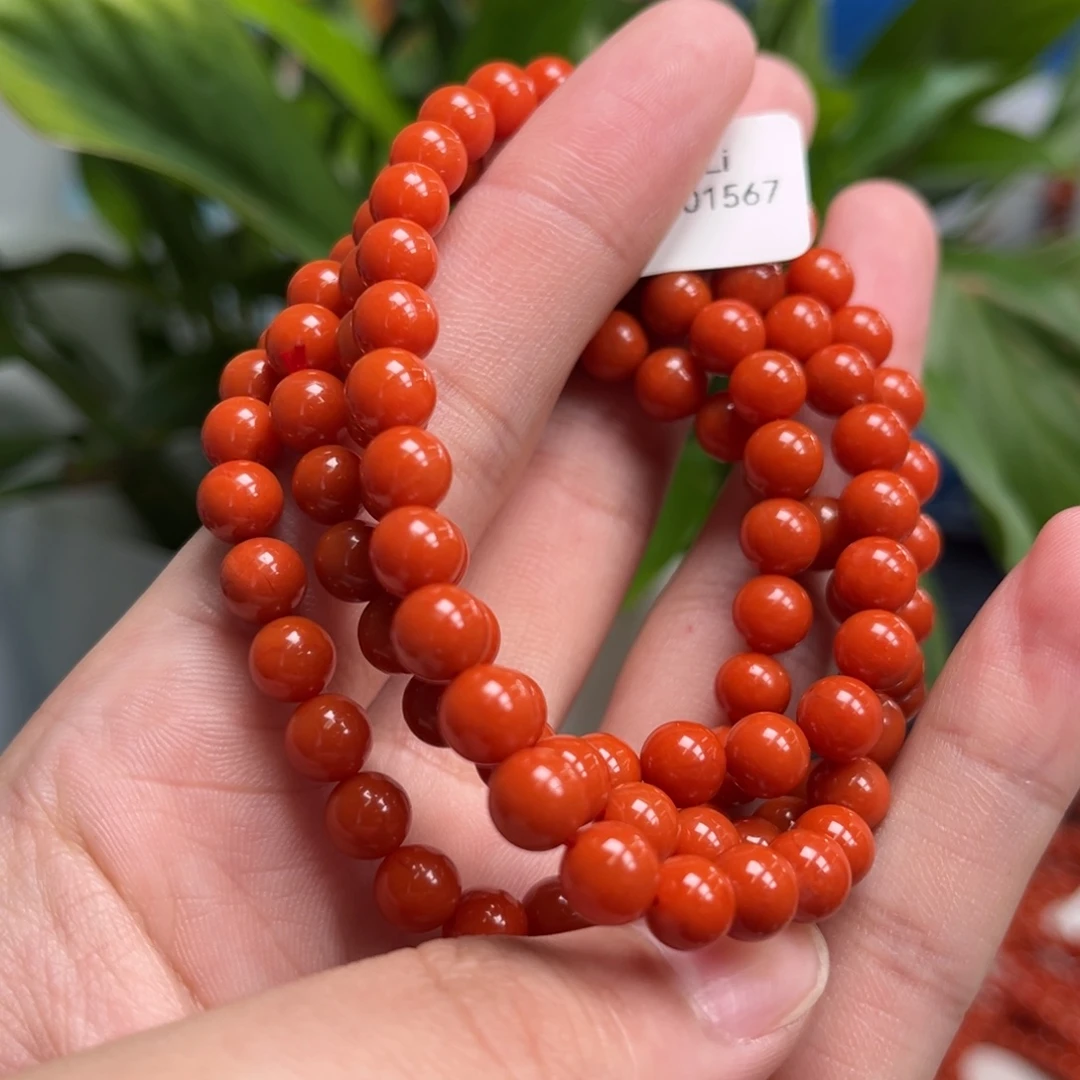 未镶嵌手链南红玛瑙保山冷水河柿子红多圈6+