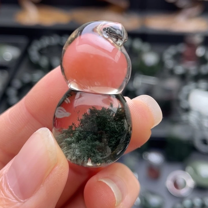 水晶颈饰未镶嵌绿幽灵聚宝盆葫芦吊坠