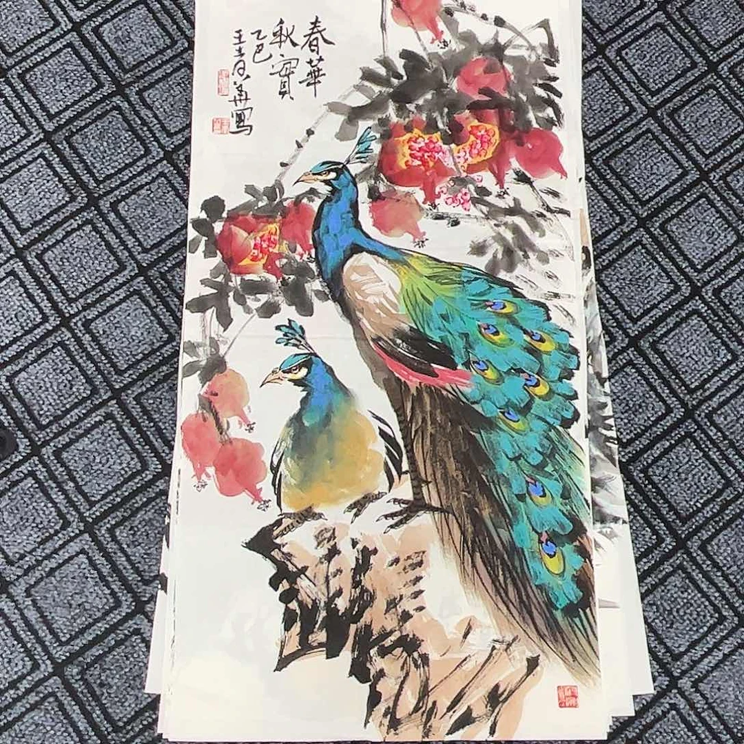 国画王孝华老师三尺花鸟作品旭