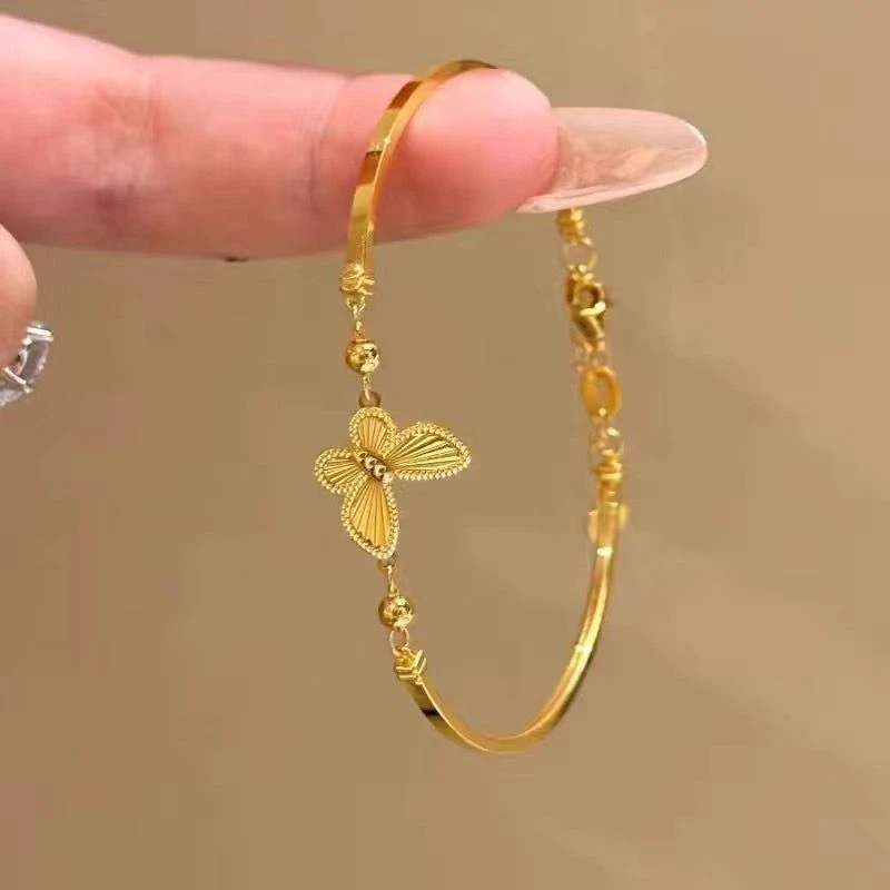 9999黄金色蝴蝶手链复古超仙设计高级手镯小众中式中古手饰