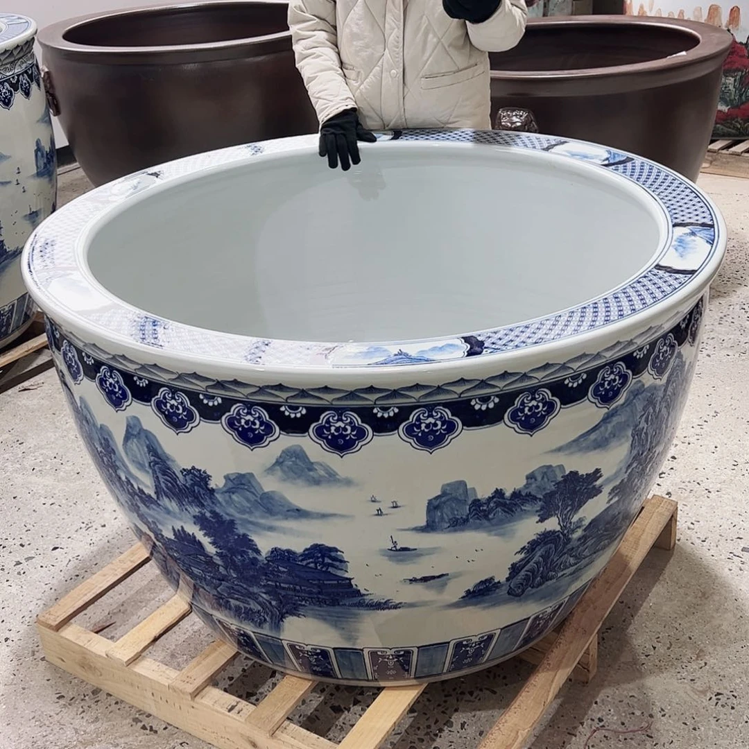 缸用****2直径一米二高度70青花山水门海