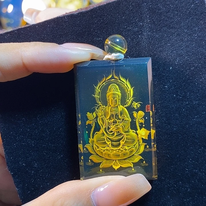 蓝珀未镶嵌珠宝奇石墨西哥蓝珀观音