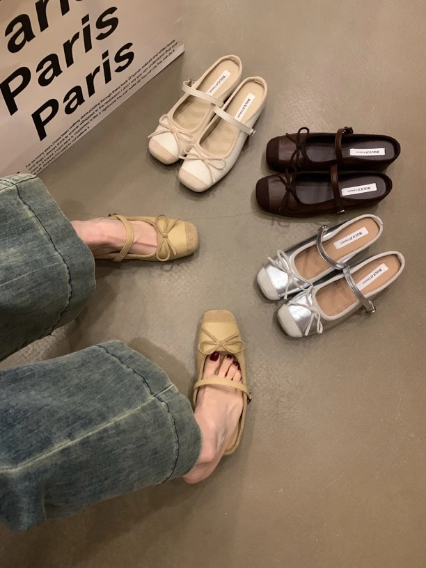 内增高小香风包头半拖鞋女鞋子外穿2025新款夏季芭蕾舞玛丽珍单鞋