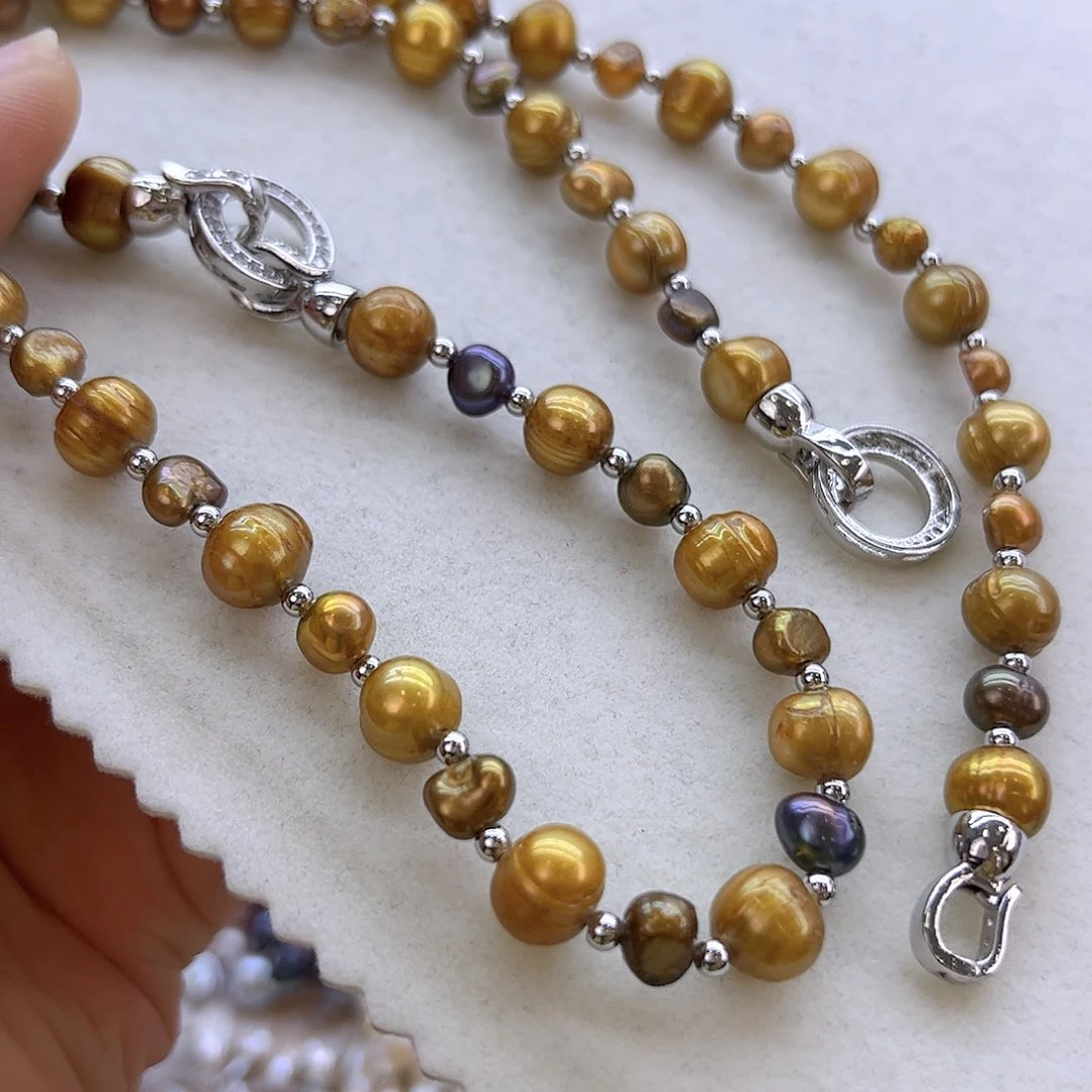 银S925镶嵌淡水珍珠项链定制681