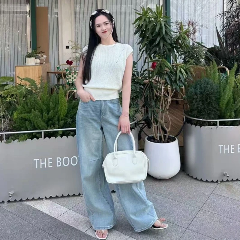 艾家2025春夏装新款修身显瘦圆领无袖针织衫背心马甲上衣女8193