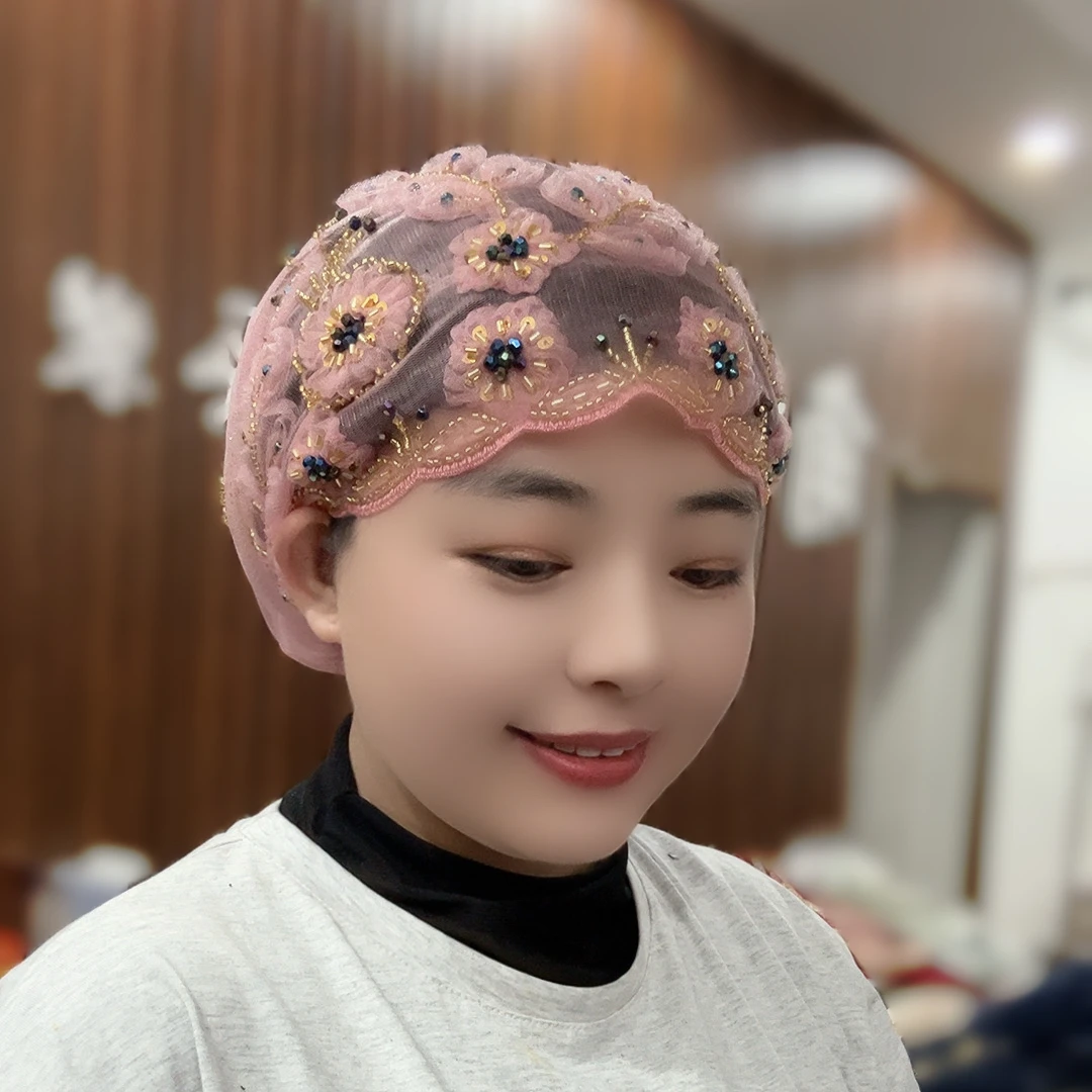 秋季夏季四季通用网红帽子贝雷帽蕾丝女极简风包头帽