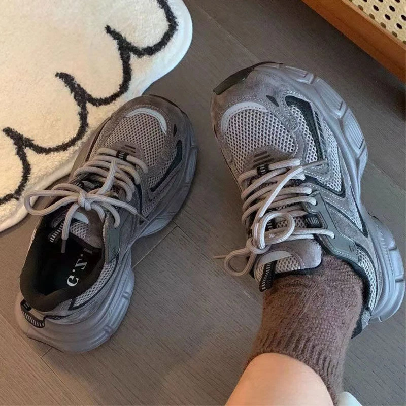 韩版厚底劳保鞋款春季新款轻便透气老爹鞋百搭运动休闲鞋