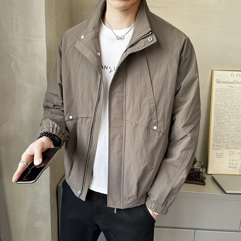 2025春季新款男士休闲百搭立领夹克外套帅气潮流韩版春秋季夹克