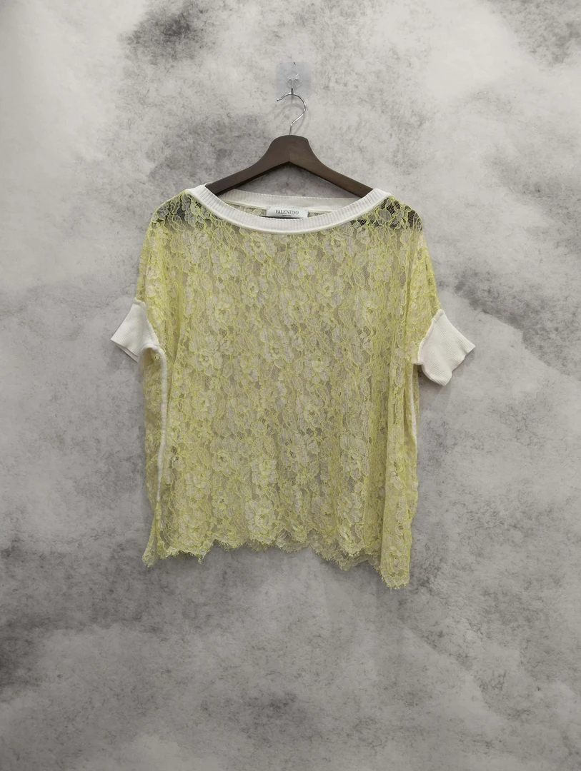 99新 Valentino/华伦天奴 葡萄籽奢潮/VALENTINO蕾丝T恤打底/L
