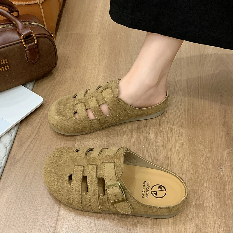 包头拖鞋女2025春夏季新款软底罗马风穆勒鞋鱼骨半拖外穿凉拖女鞋