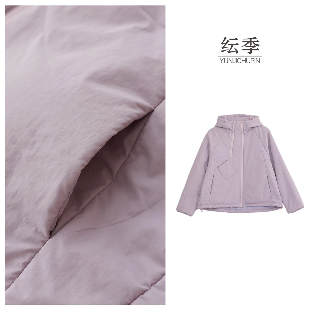 【纭裳定制】衣长71-73 连帽拉链装饰设计厚款棉衣棉服D251137