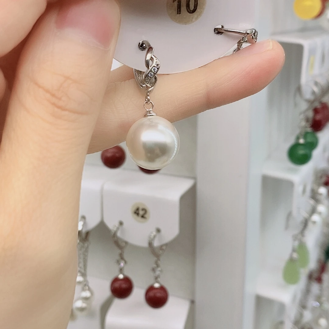 925银14毫米白貝珠