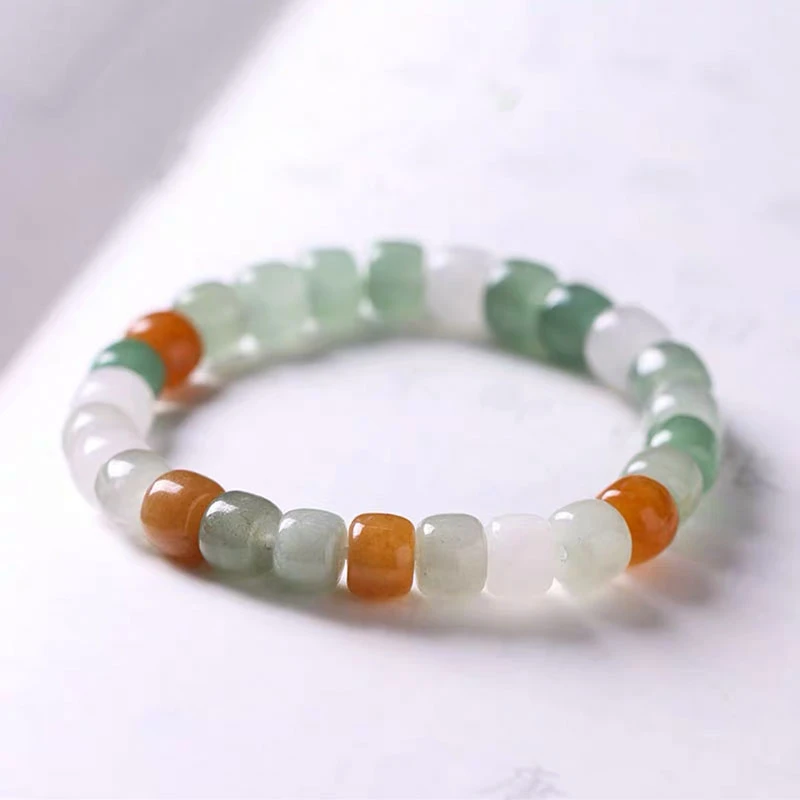 东陵玉老型桶珠直切手链 多样性发其一