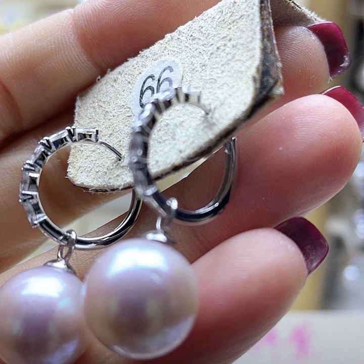 淡水珍珠耳饰银S925镶嵌