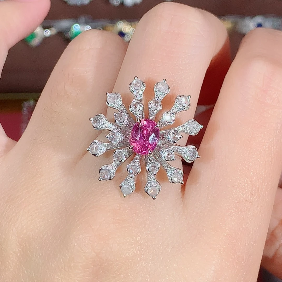 彩色蓝宝石戒指18K金镶嵌1.52ct/天然宝石/七天无理由