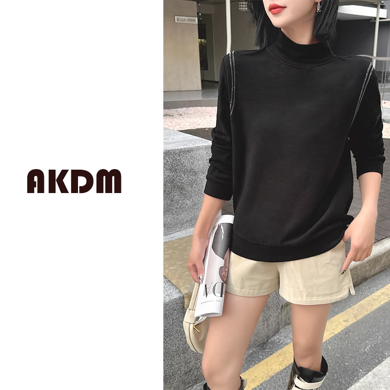 AKDM立领套头卫衣女上衣打底78878