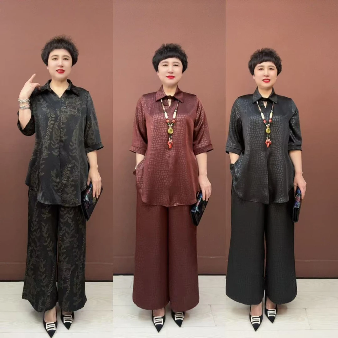 中国风休闲风时尚套装夏装宽松套装复古时尚妈妈装
