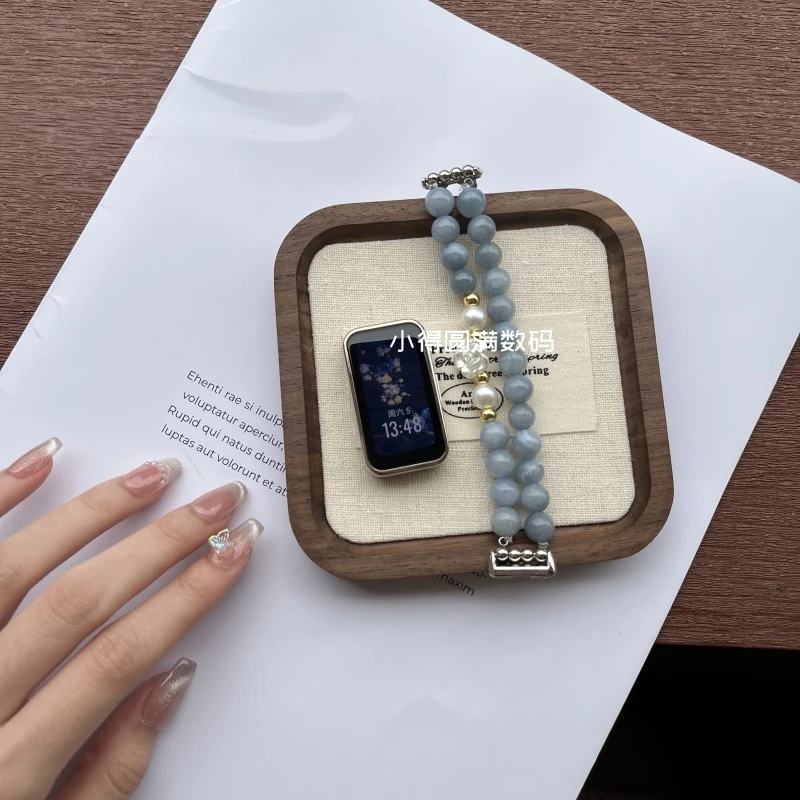 适合小米手环10/9pro表带海蓝宝山茶花女表链华为10/苹果手表表带