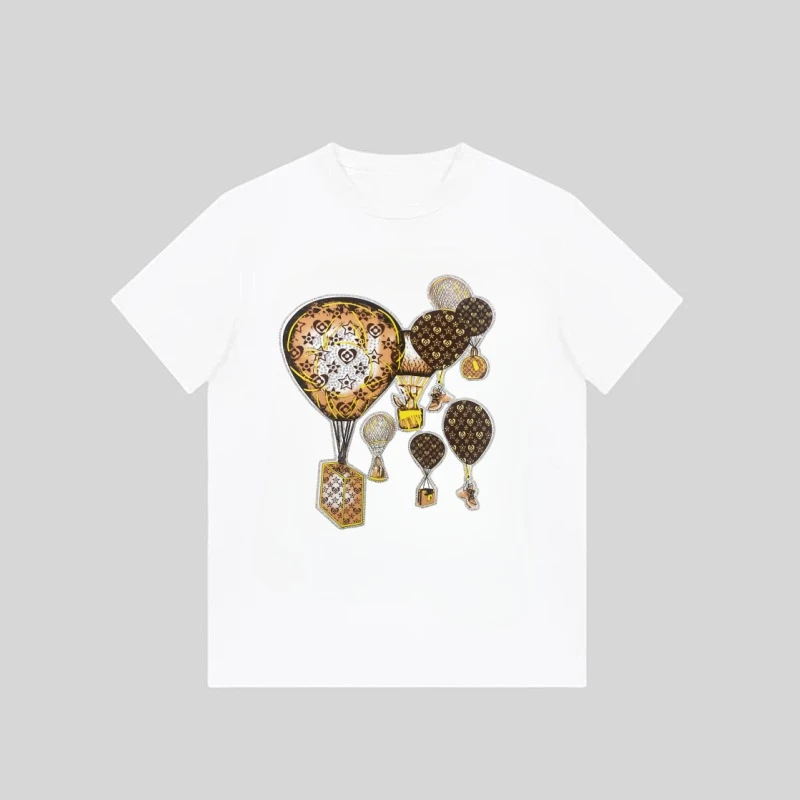 076【热气球】2025新款 轻奢时尚 百搭夏季 设计感短袖T恤