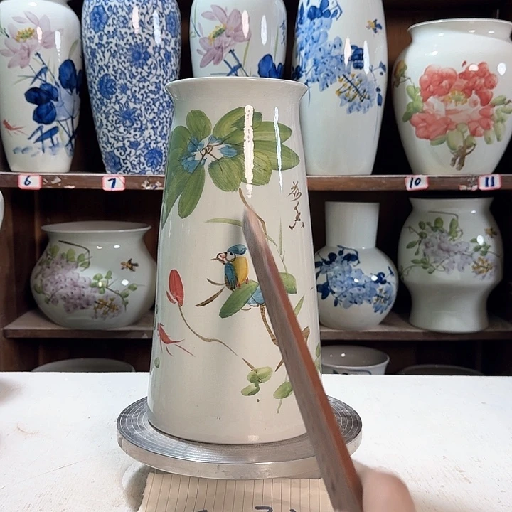 瓶宝塔荷花鸟新款陶瓷陶瓷