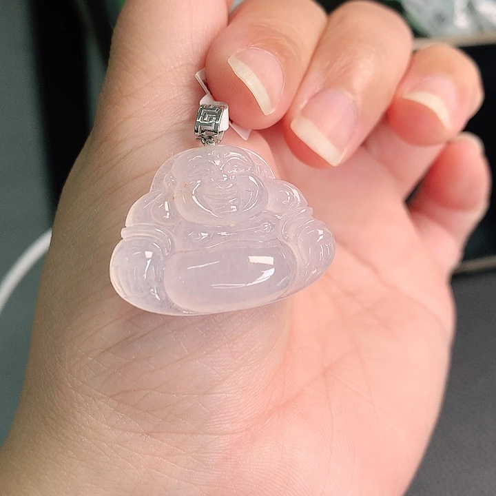 翡翠18K金镶嵌颈饰冰胶佛公24-31-6