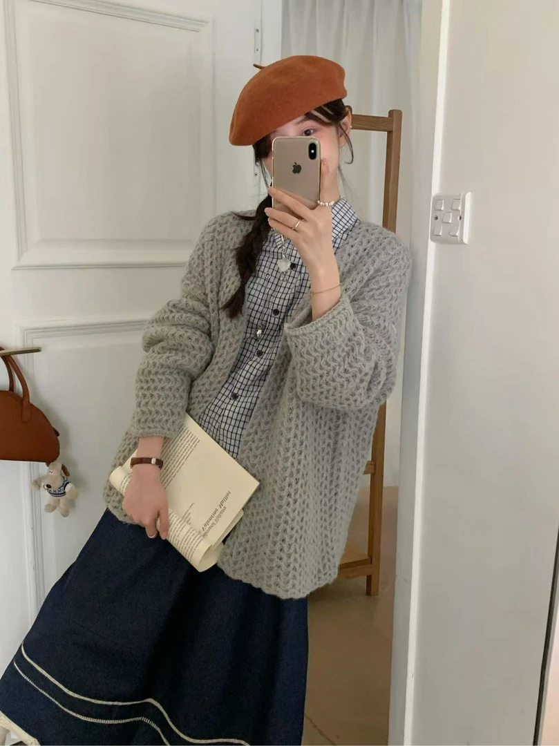 针织衫中长款毛针织衫针织镂空秋冬毛衣
