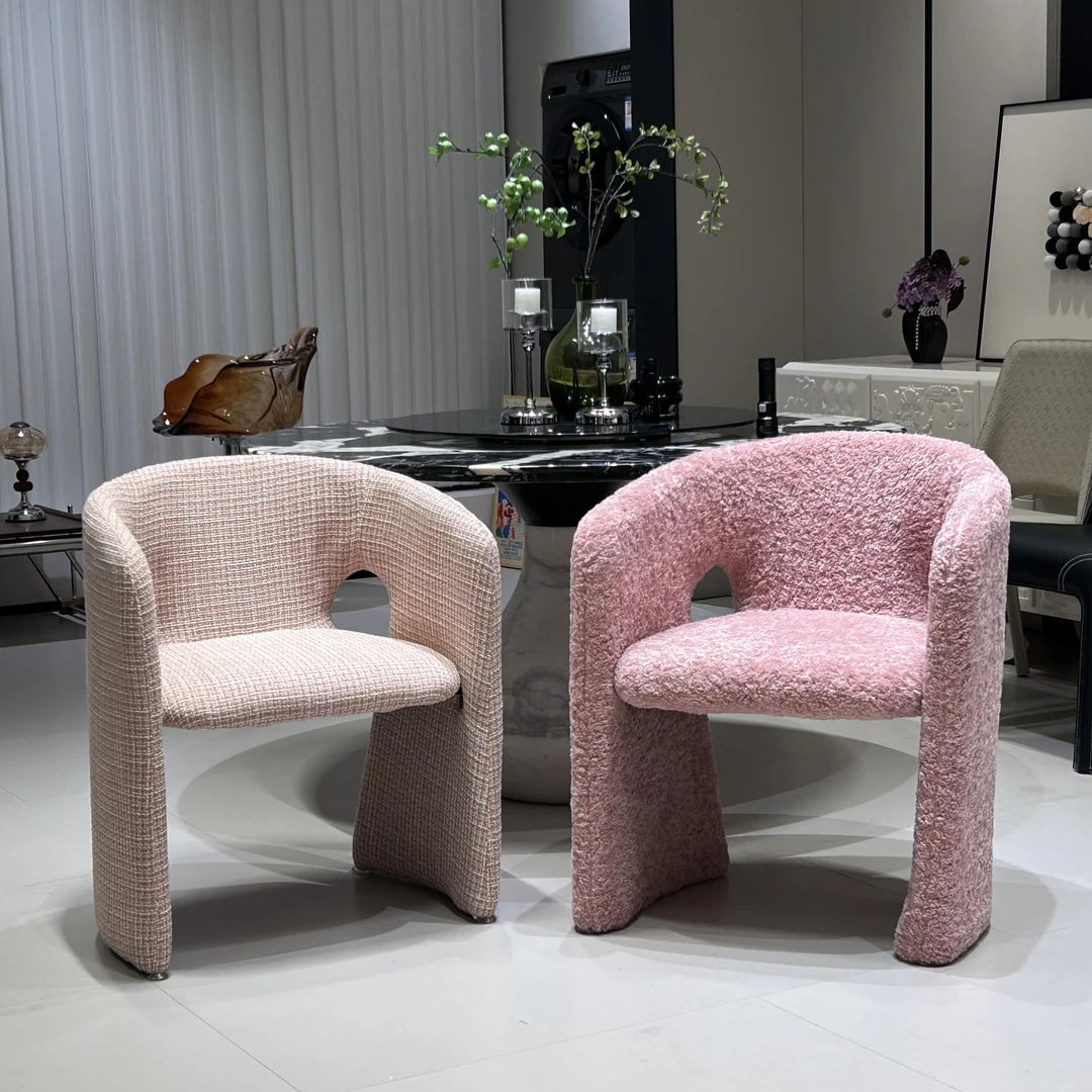 【罗奇堡餐椅   】羊卷绒新款金纱餐椅家用客厅椅书桌椅会客椅