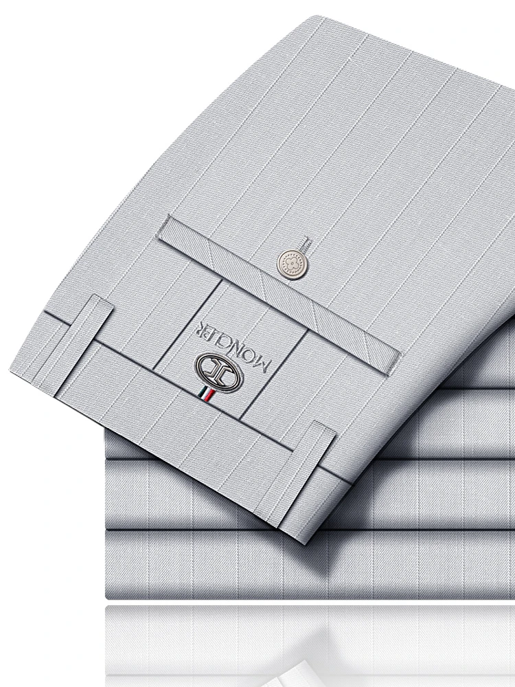 2025新款夏季男士休闲裤修身条纹裤子男免烫长裤男款潮流薄款西裤