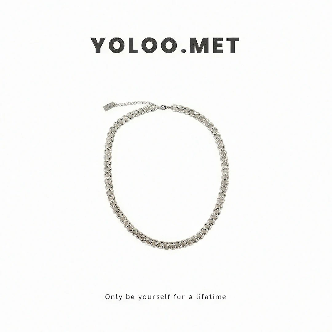 铜合金锆石项链 【YolooMet】欧美轻奢满钻树林同款银色百搭项链女