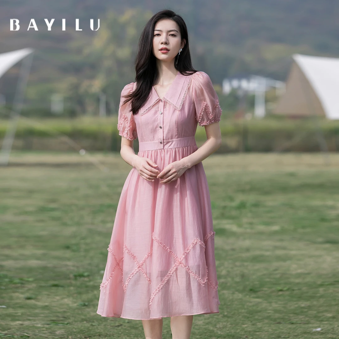 【万万】芭依璐女装夏季新款时尚连衣裙86L7663