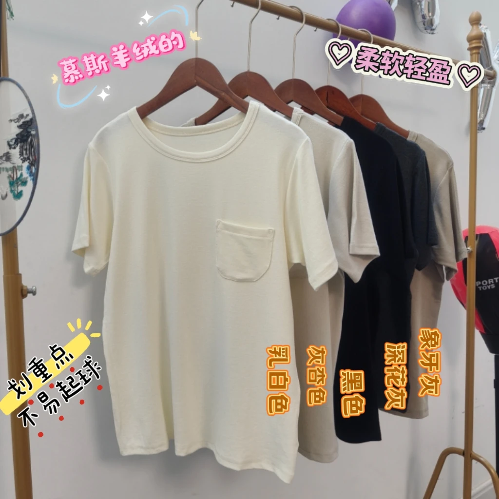 韩版打底衫25年新款春夏季通勤小众圆领套头显瘦休闲短袖T恤上衣