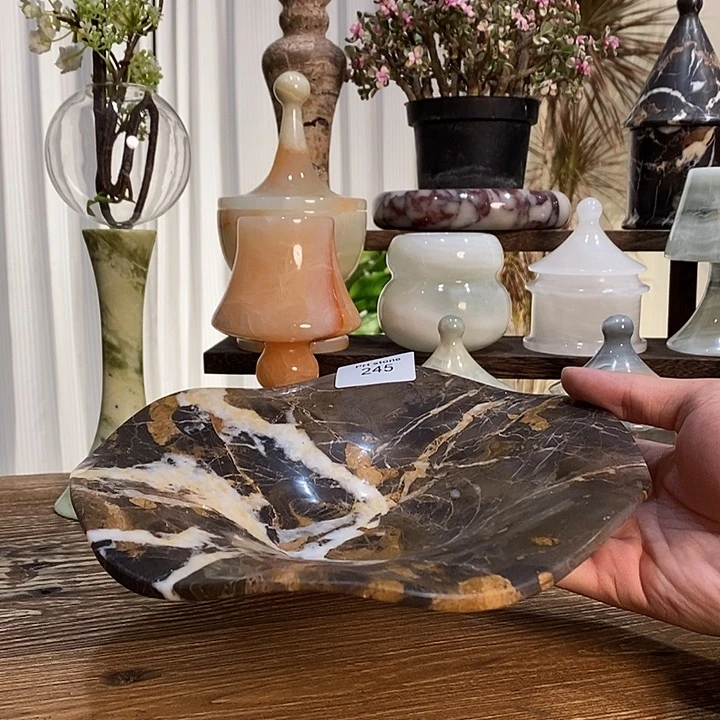 石材245黑金花果盘