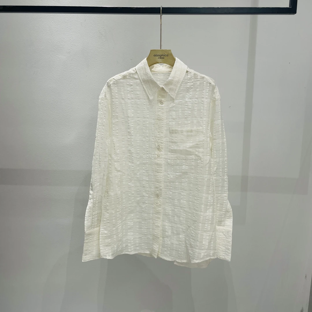 【麦丝】休闲时尚百搭宽松显瘦气质长袖条纹衬衫 OSY-7585