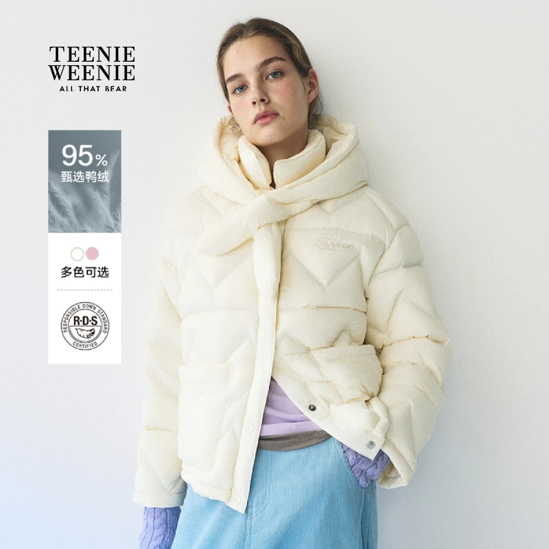 TeenieWeenie小熊羽绒服女装2025冬季新保暖带帽外套TTJD254T03E