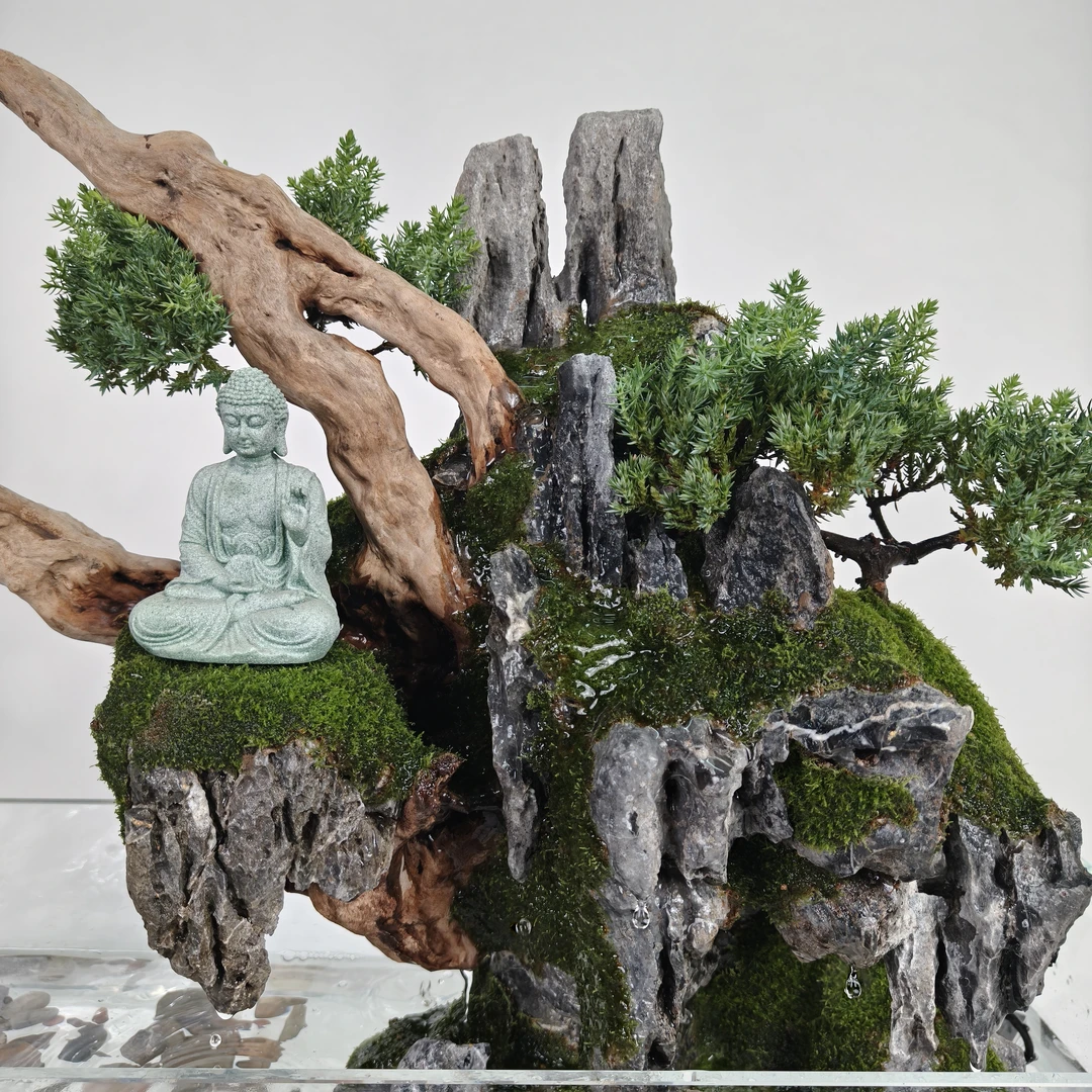 青龙石假山流水盆景，尺寸60*20*46