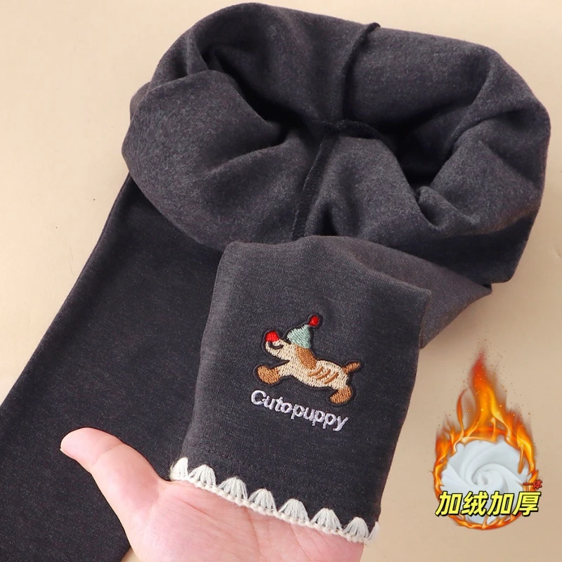 儿童加绒打底裤春秋款女童加厚裤子外穿休闲裤中大童保暖长裤秋季