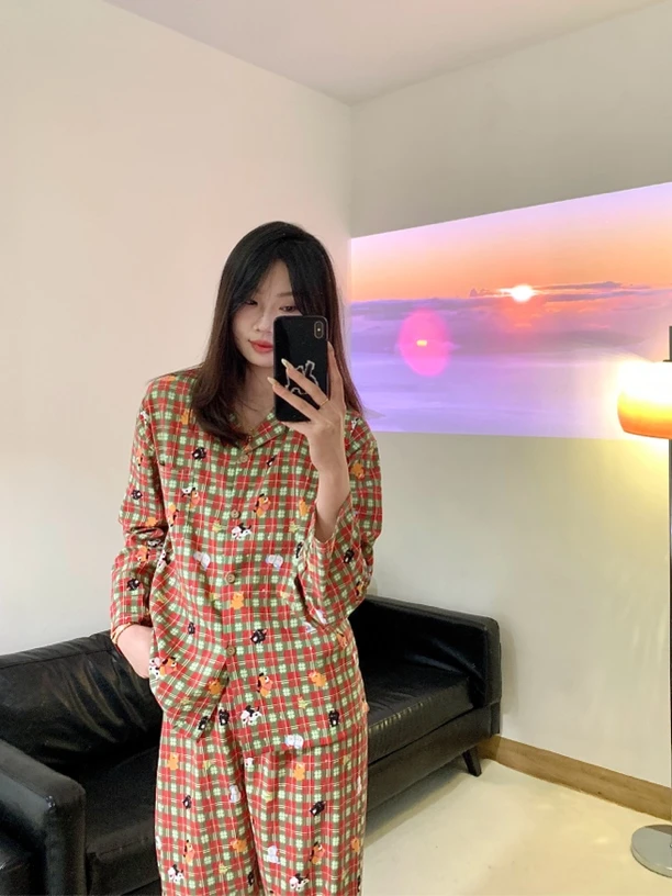 【红格小狗】韩系ins狗狗睡衣女春秋款长袖薄款可爱卡通家居服套装