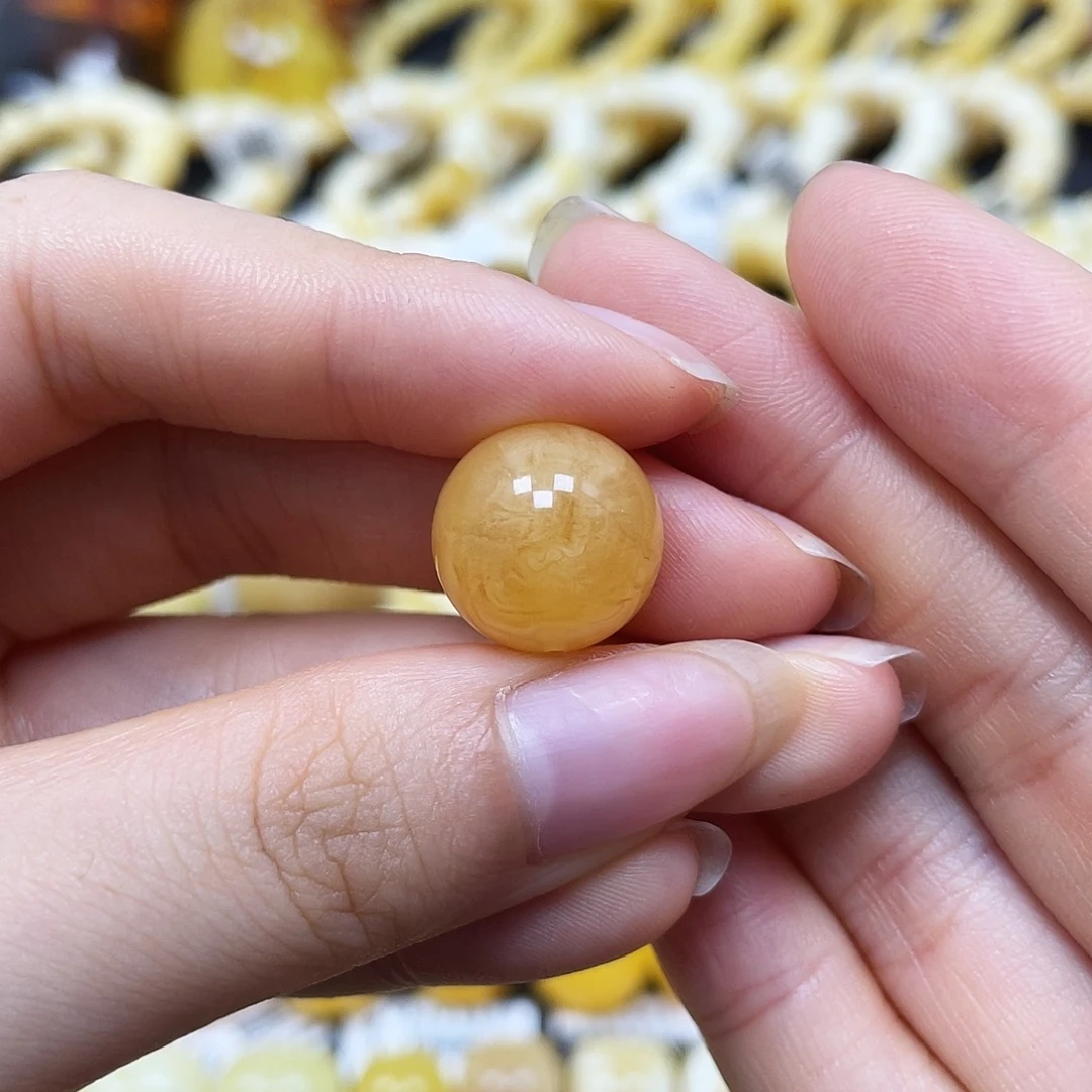 未镶嵌蜜蜡裸石圆珠14.2mm瑕