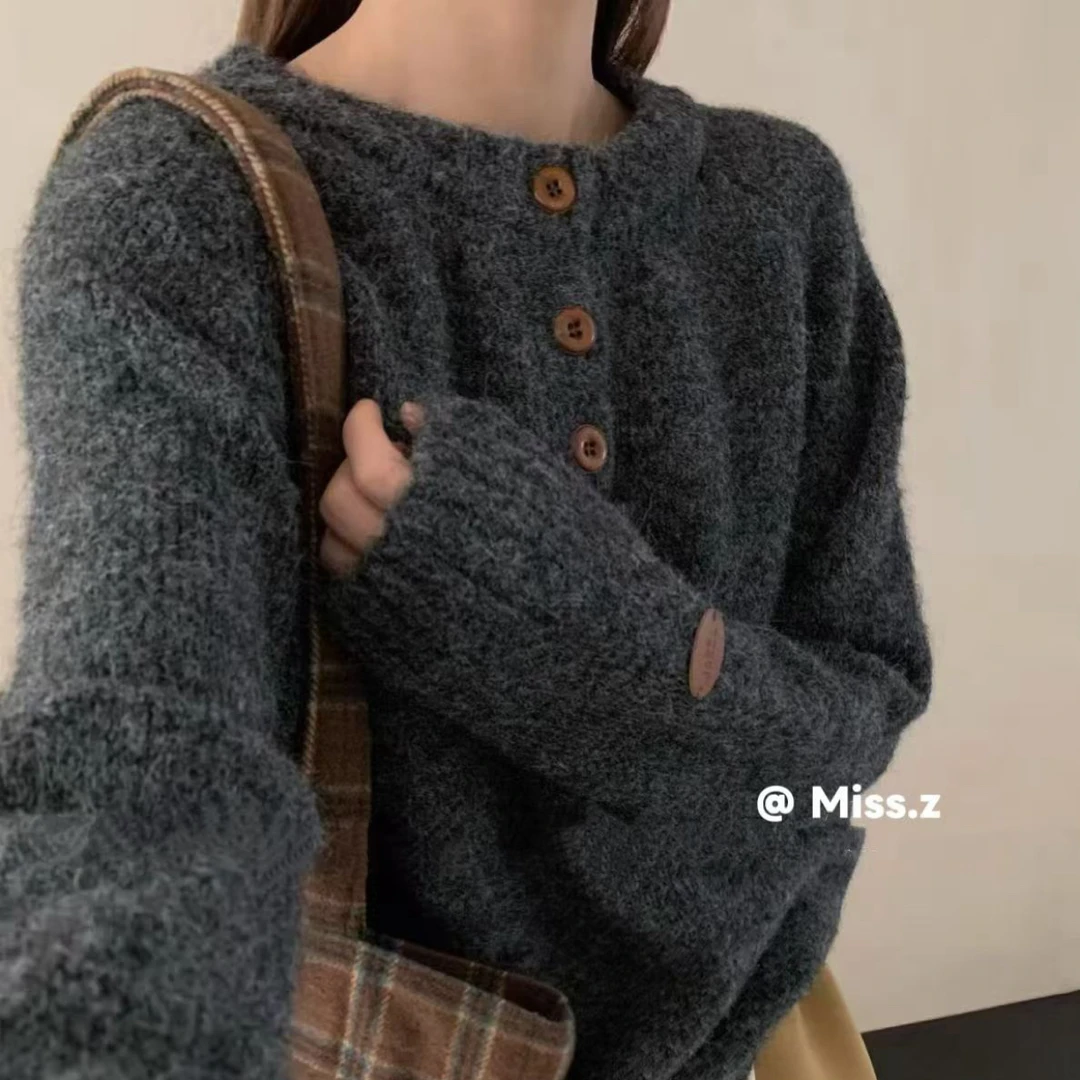 毛衣上衣女装秋冬2025新款宽松加厚打底针织衫