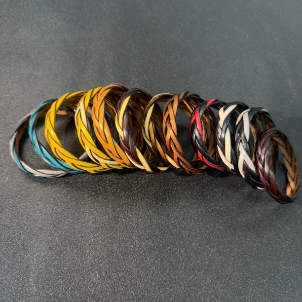 非金属皮质手镯 皮质无镶嵌WBLH 时尚百搭纯手工编织圆梦环手环