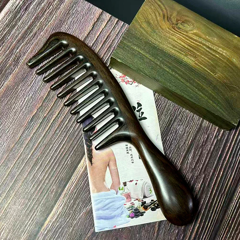 天然黑檀木梳子大齿梳直发卷发梳