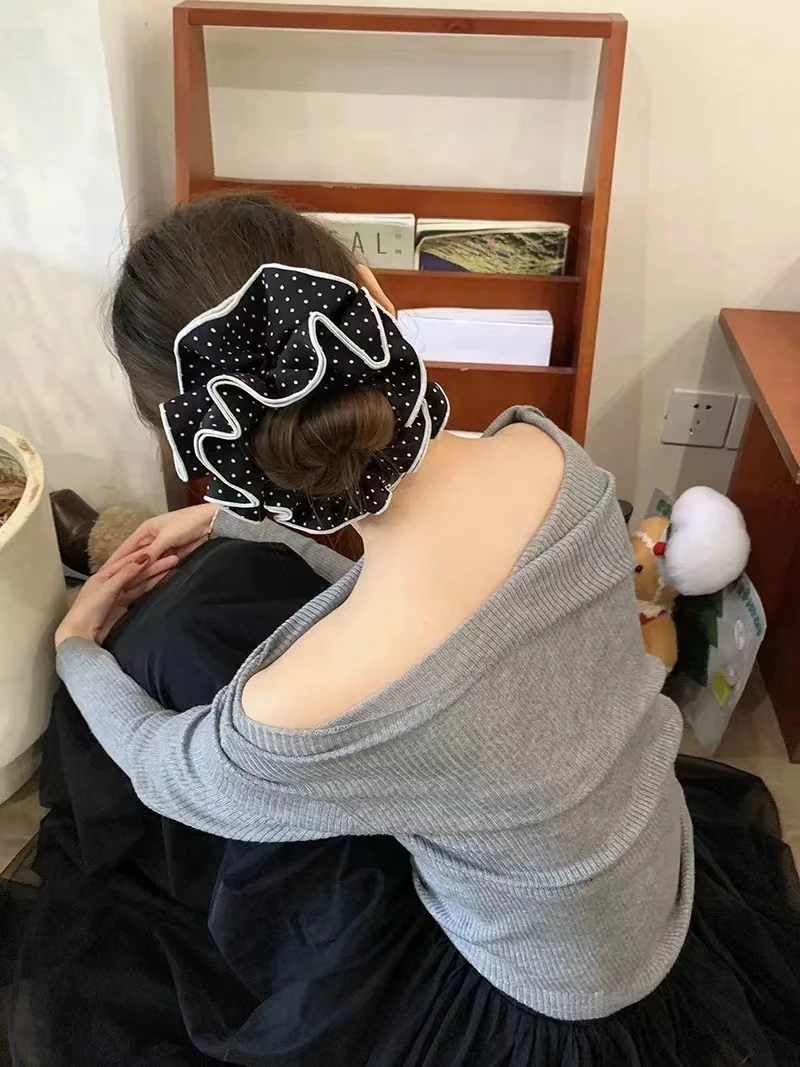 2025年新款早春高级感扎马尾头绳温柔气质波点大肠发圈发绳头饰