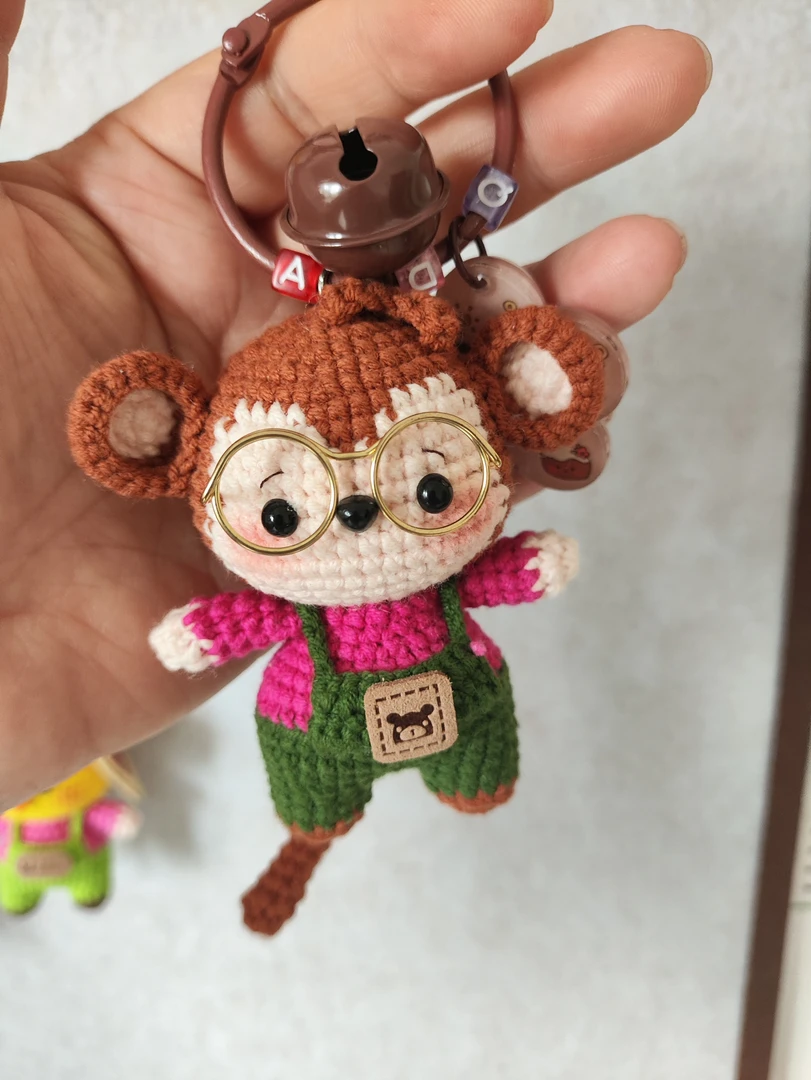 萌四线材钩织小猴子玩偶挂件摆件