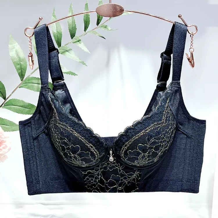 调整型塑身聚拢文胸时尚金线蕾丝透气小胸性感女士上托内衣