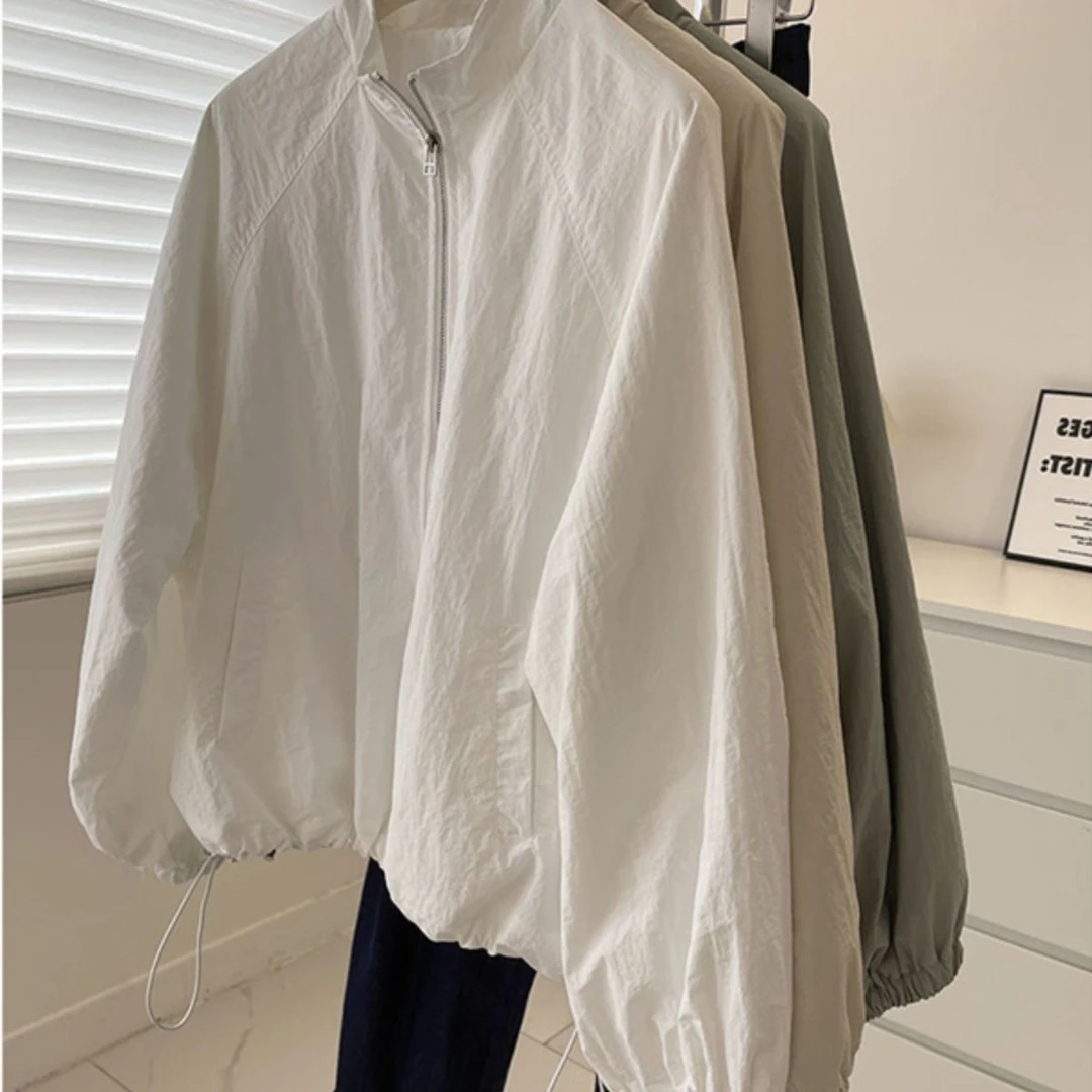 爆款300斤胖mm韩系短外套春休闲百搭短款冲锋衣拉链防晒衣夹克t