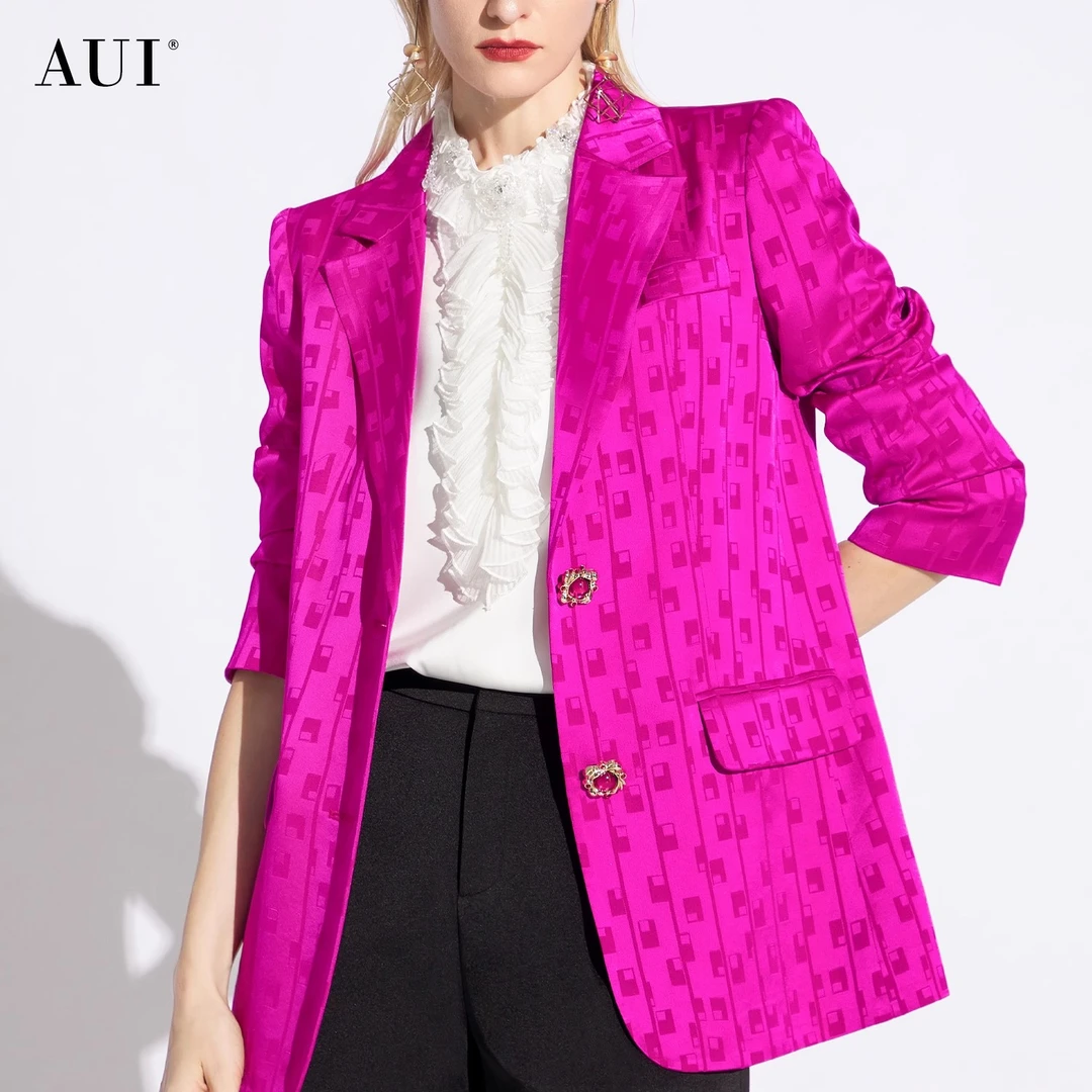 《李易行》AUI紫色职业气质小个子醋酸面料西装外套-24W043887