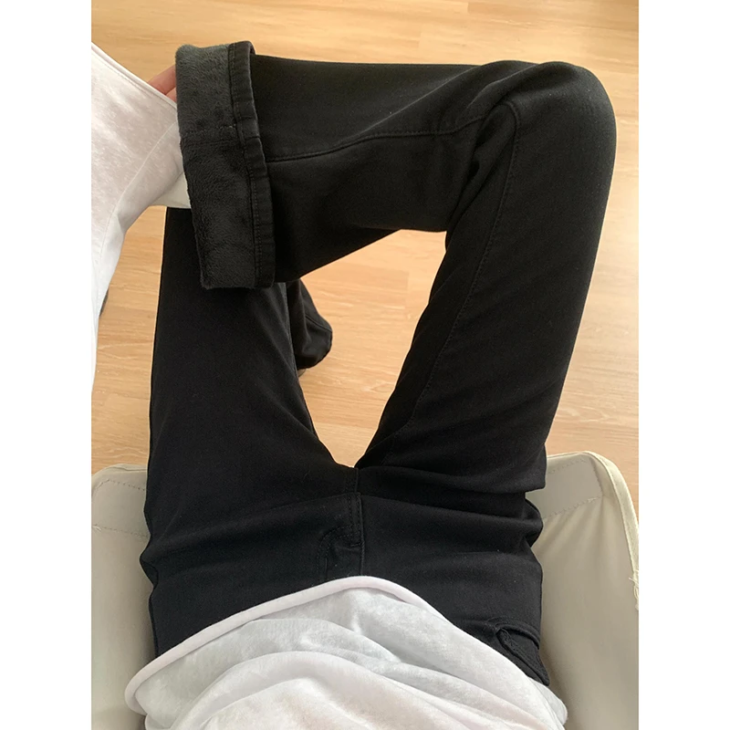 黑色喇叭裤女春秋2025年新款爆款高腰小个子加绒微喇牛仔裤子秋冬